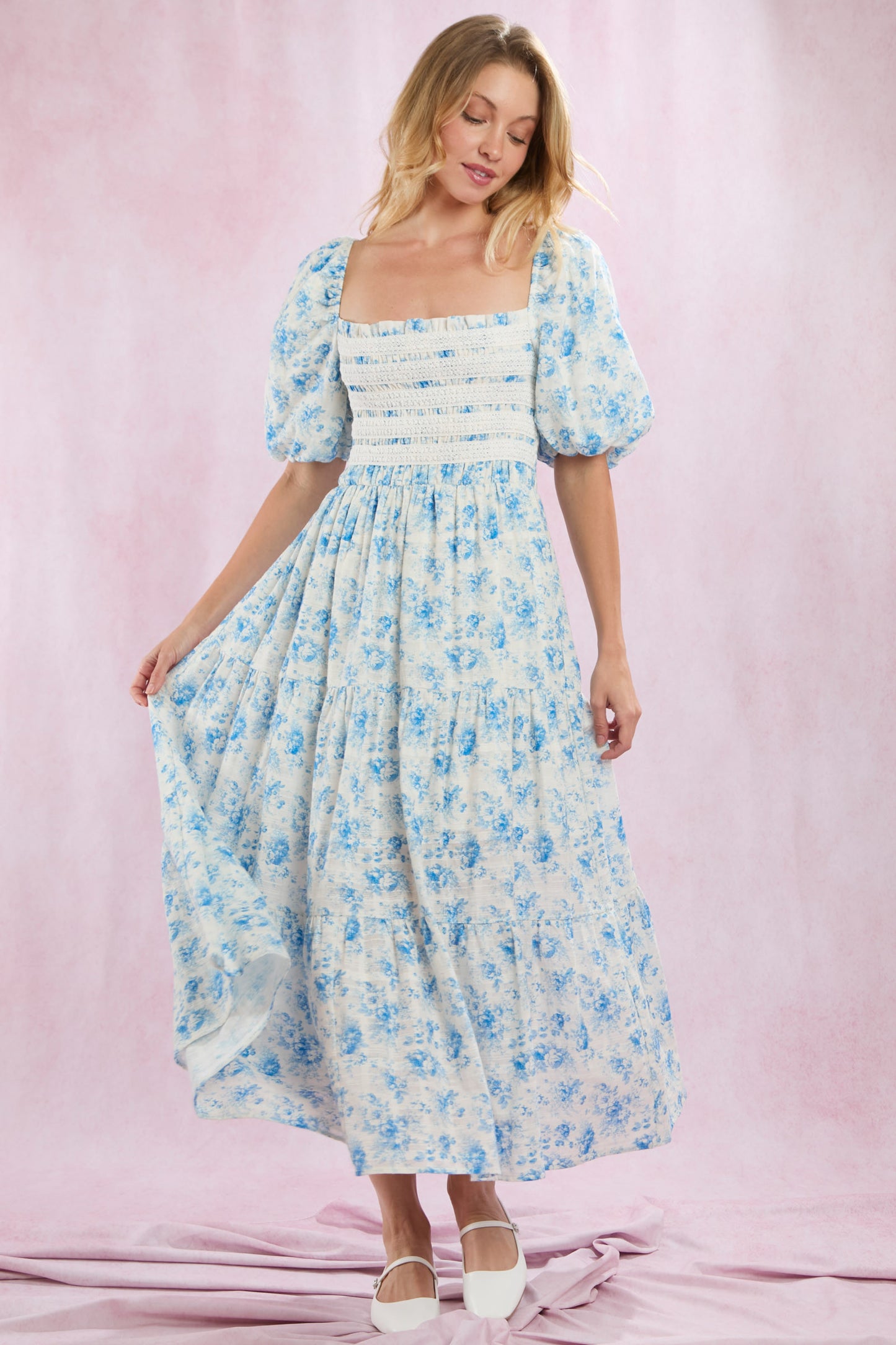 Blue Cotton Midi Dress Pre Order