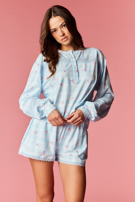 Floral Lounge Set Blue