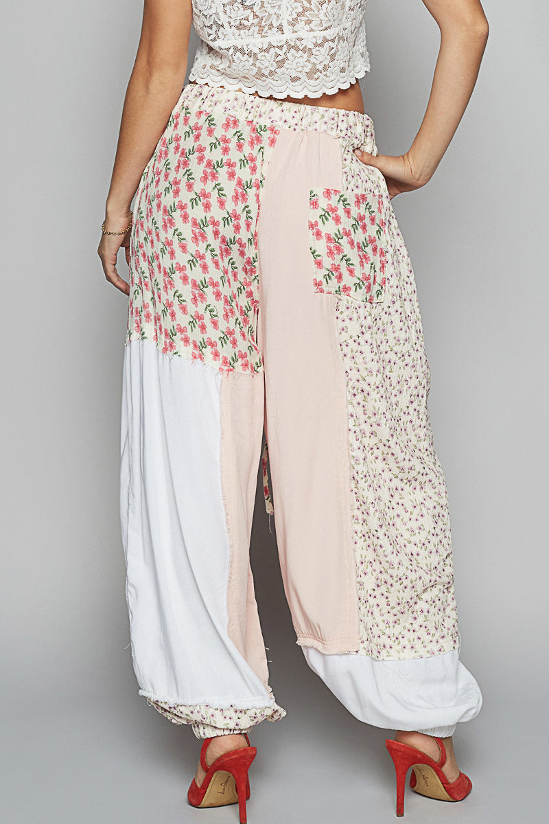 Dear Gardenia Patchwork Oversized Pants