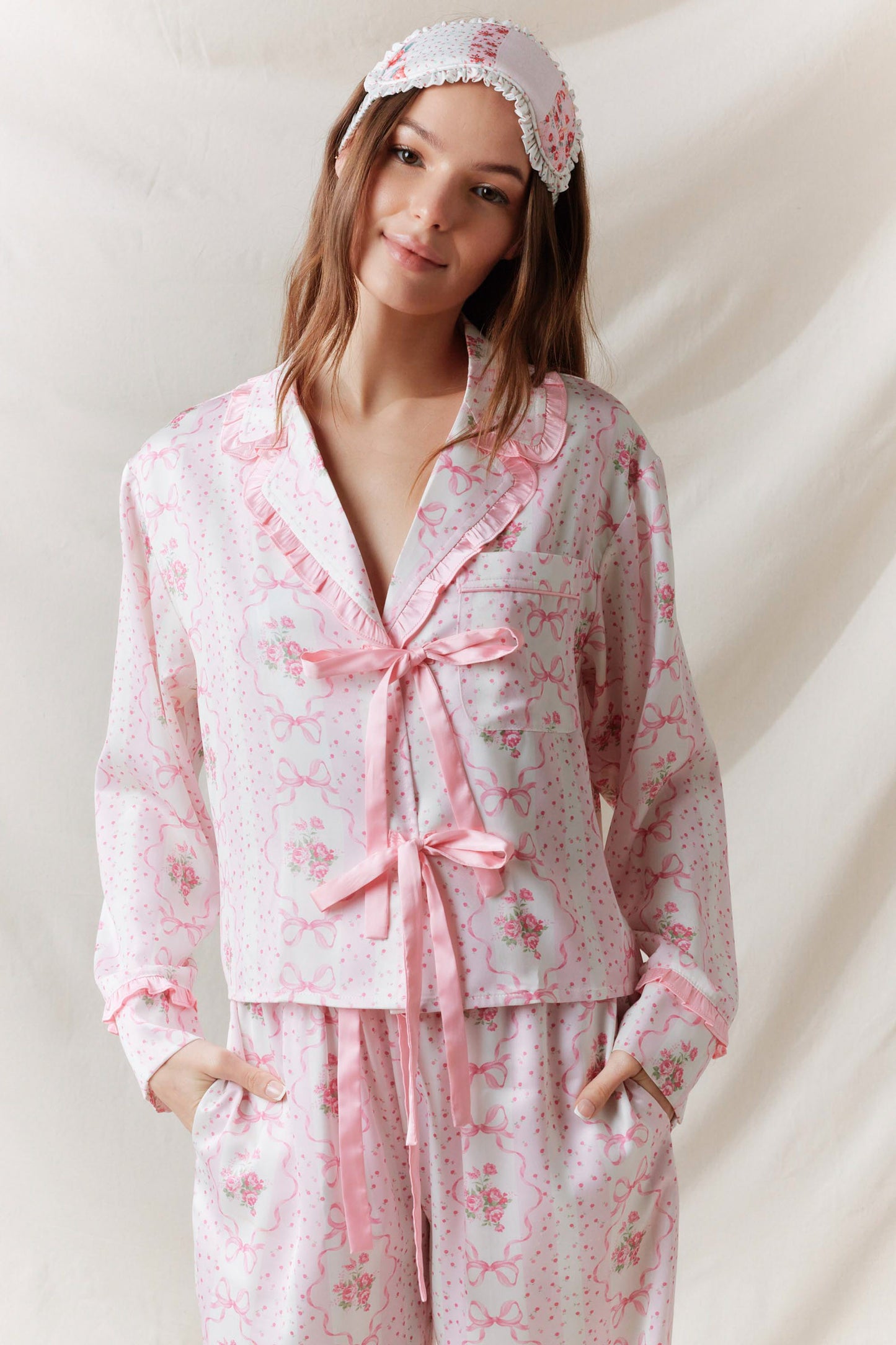 Pink Bows Satin Pajama Set Pre Order