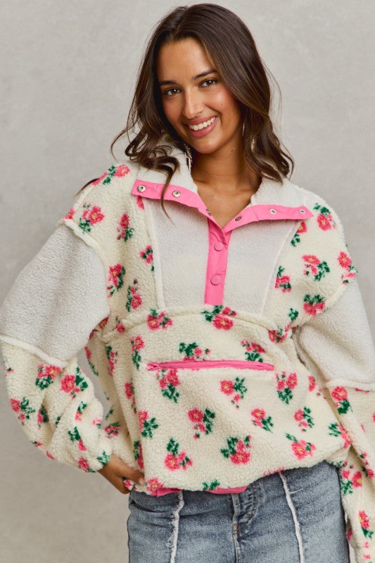 Floral Sherpa Pullover