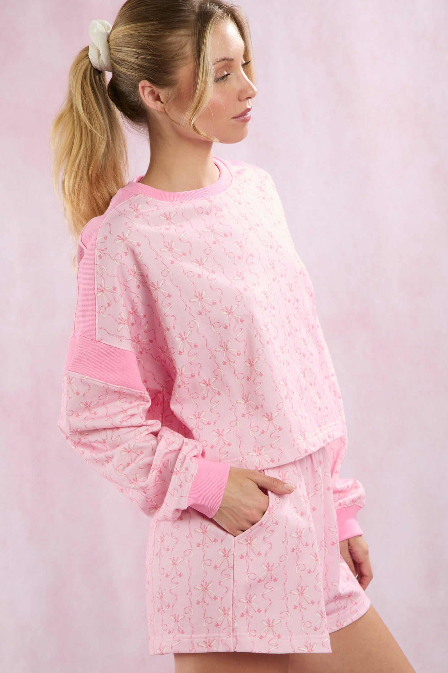 Pretty In Pink Cotton Blend Oversized Golf Theme Printed Set