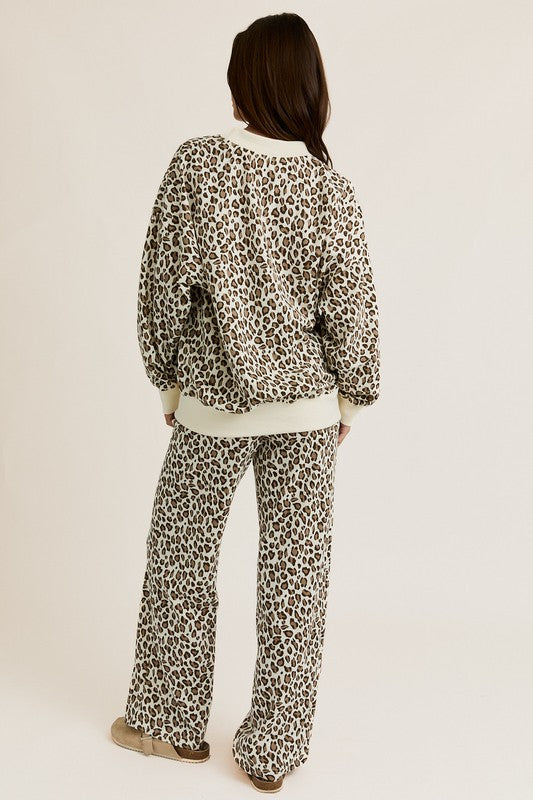 Cheetah girlies loungewear with embroidery oversized set