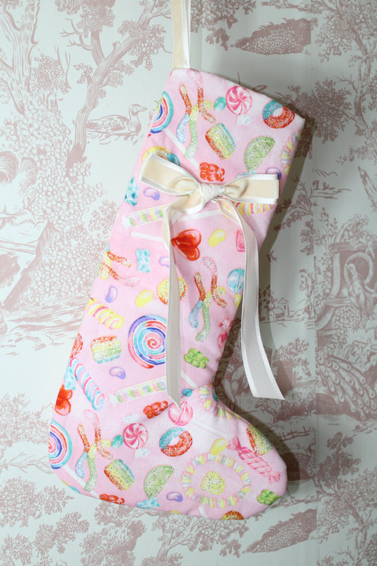 Candyland Handmade Stocking With Bow