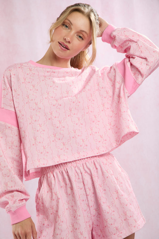 Pretty In Pink Cotton Blend Oversized Golf Theme Printed Set