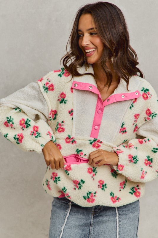 Floral Sherpa Pullover