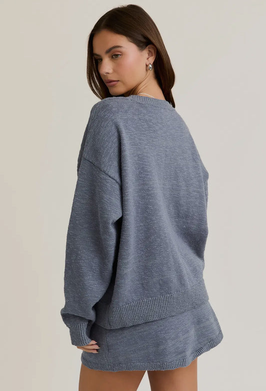 The Austin Oversized Cotton Set Cardigan And Skirt