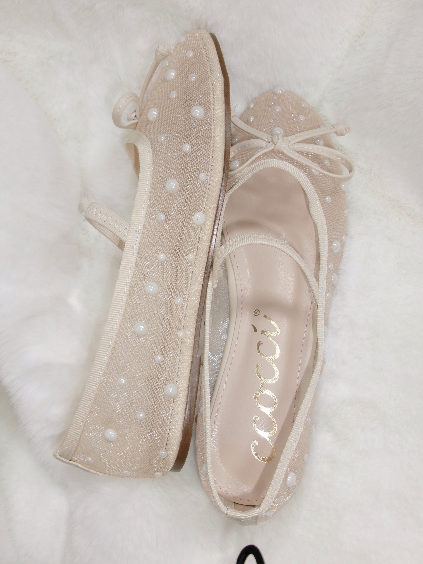 The Ballerina Sheer Mesh Pearl Flat