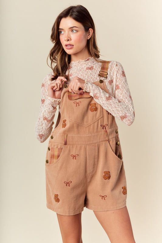Sweet Dreams Embroidery Overall Shorts