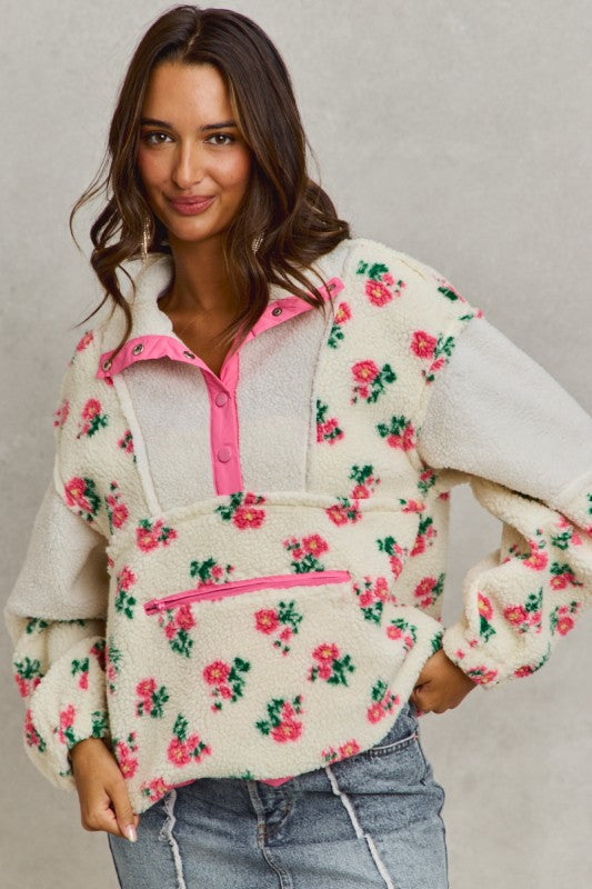 Floral Sherpa Pullover