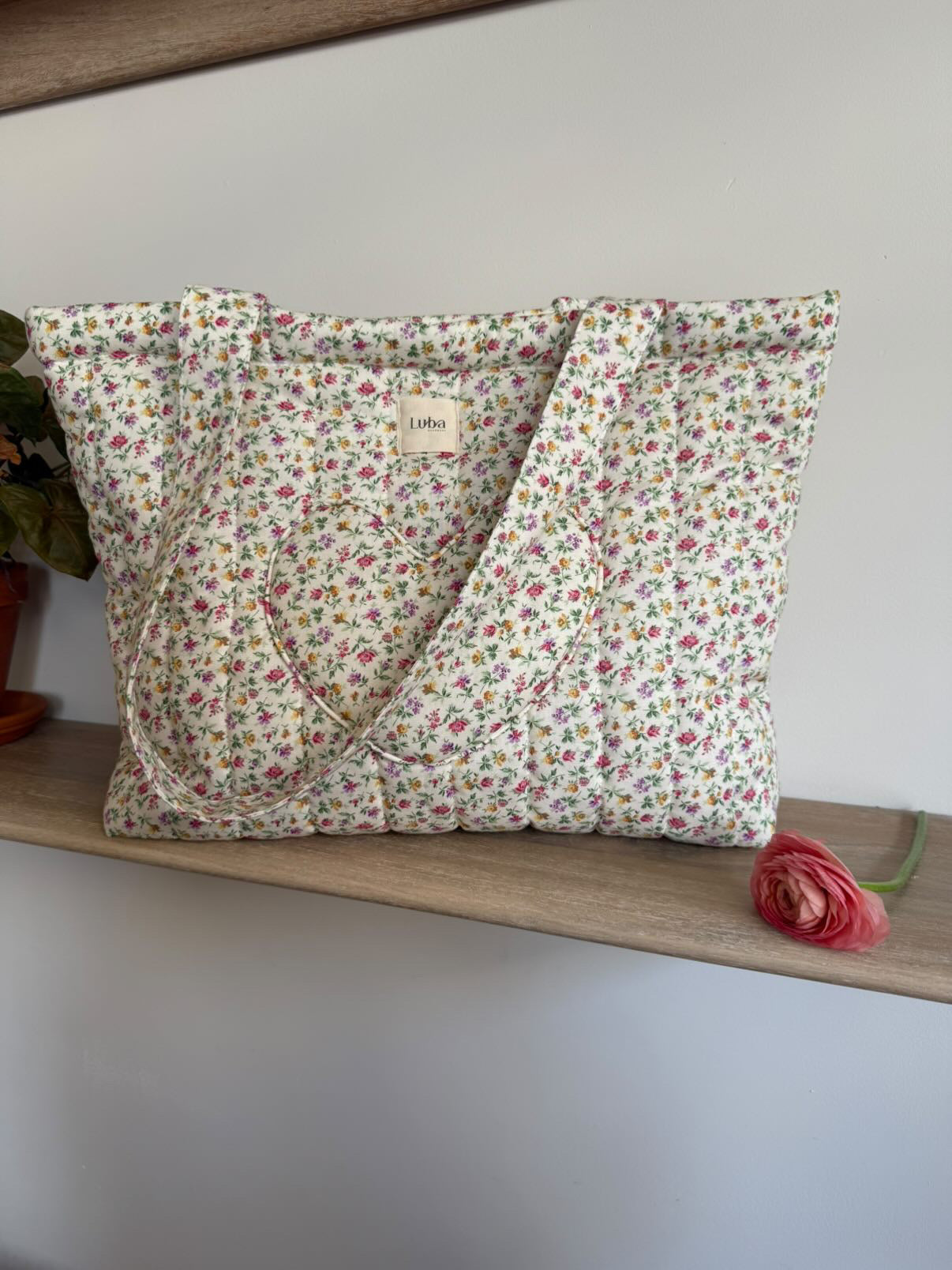 Timeless Heart Floral Tote Bag