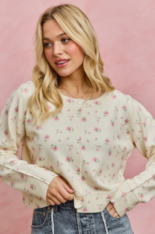 Floral Cardigan Sweater