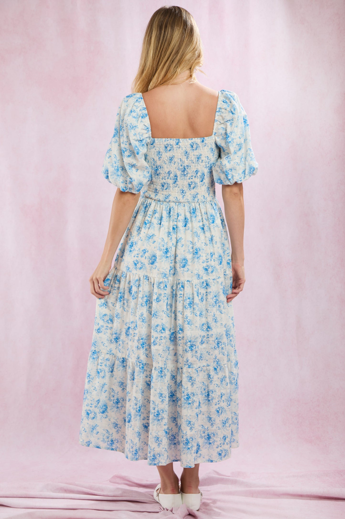 Blue Cotton Midi Dress Pre Order