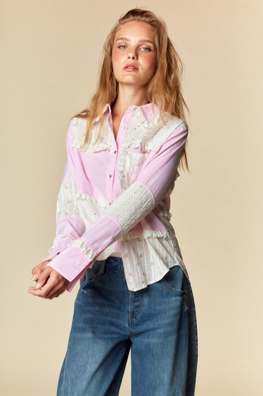 Patchwork Lace Mix Shirt