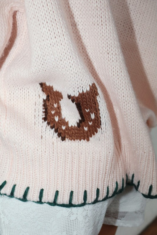 Pink ponies oversized sweater