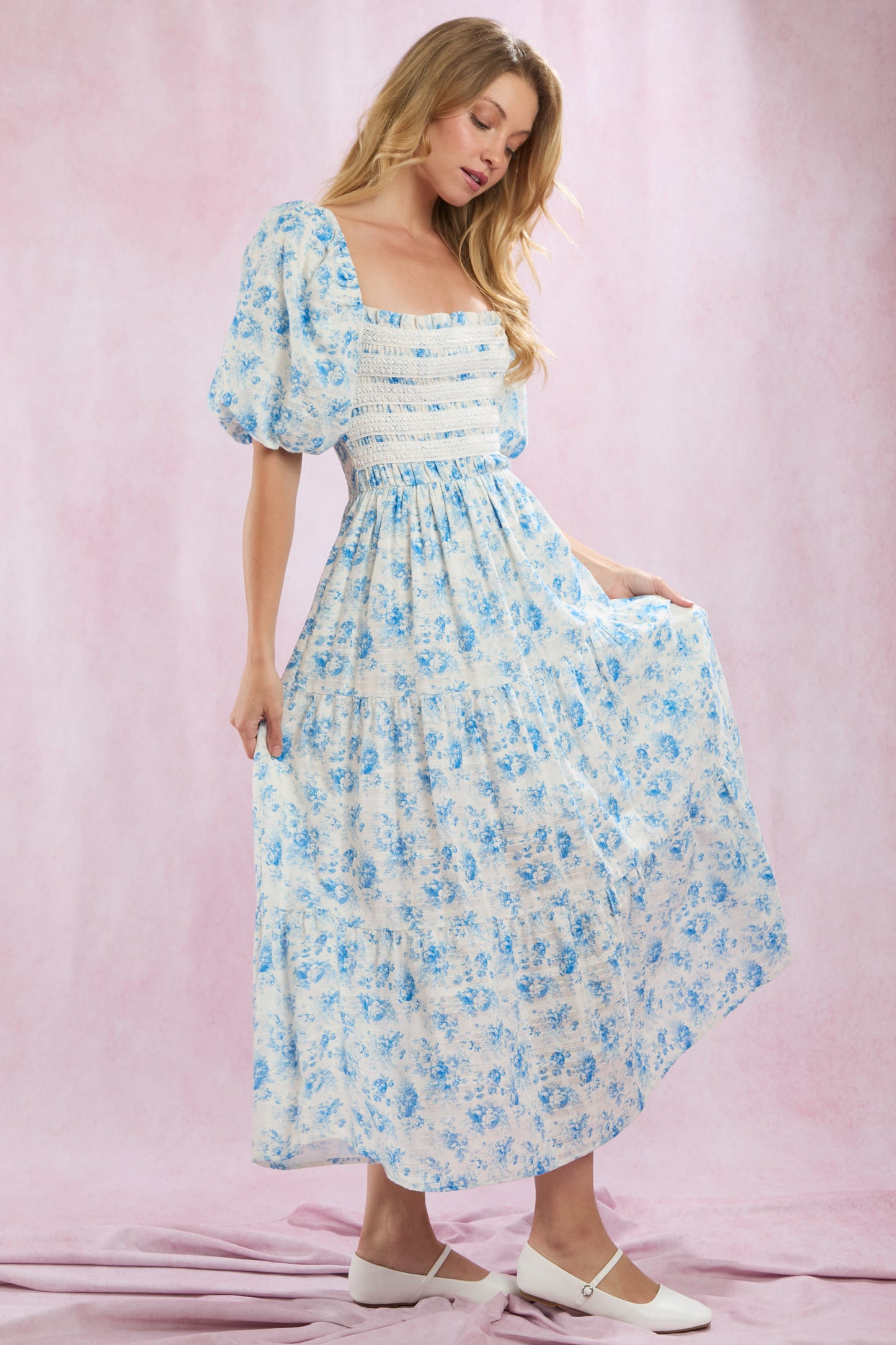 Blue Cotton Midi Dress Pre Order