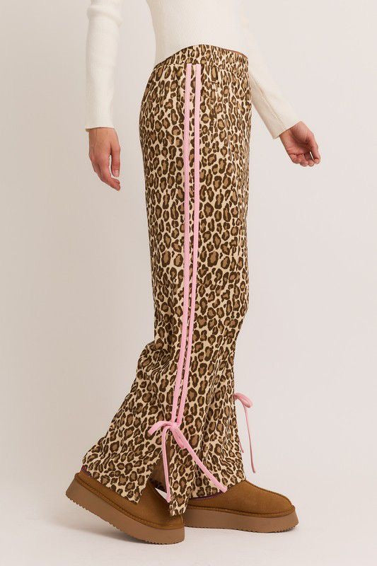 Leoparda bow detail pants