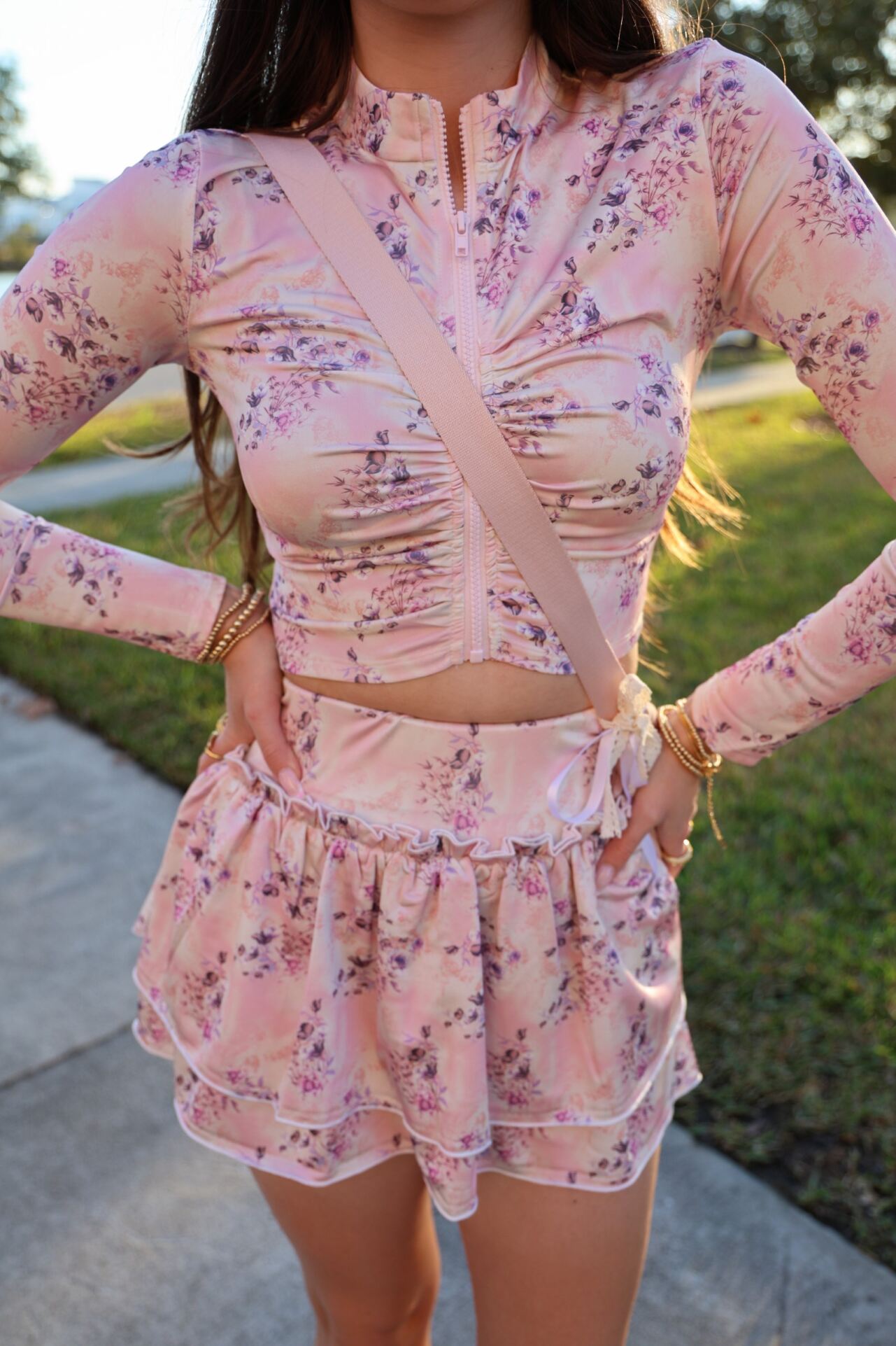 Gymnessa Pink Sportswear Set Jacket and Skort