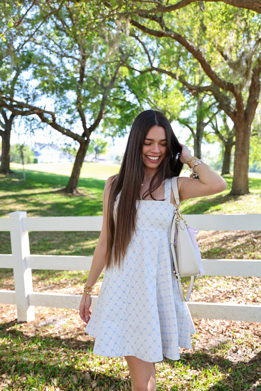 The Emilyrie Cotton Denim Dress Bow Print
