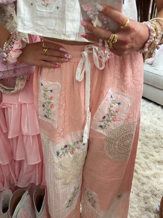 Bohemian Garden Patchwork Cotton Pants