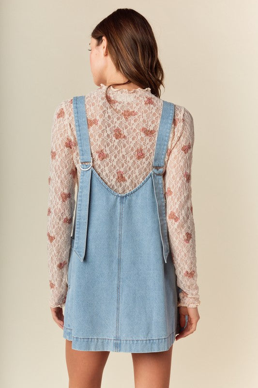 Teddess Embroidery Denim Jumper Dress
