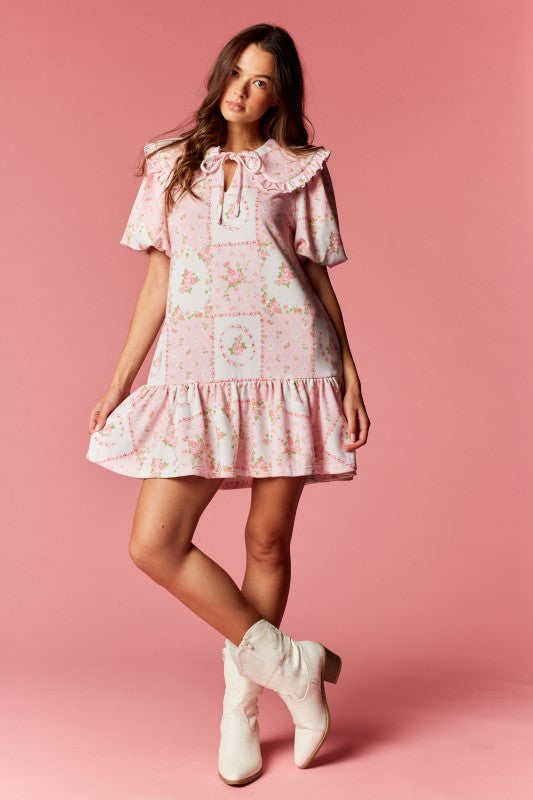 Cottage Floral Dress Pink