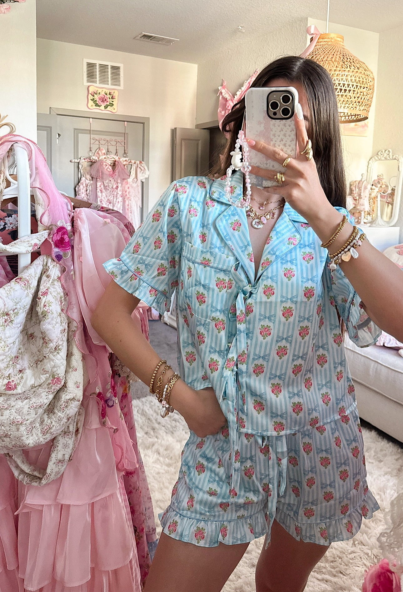 Mariamozy Satin Floral Pajama Set