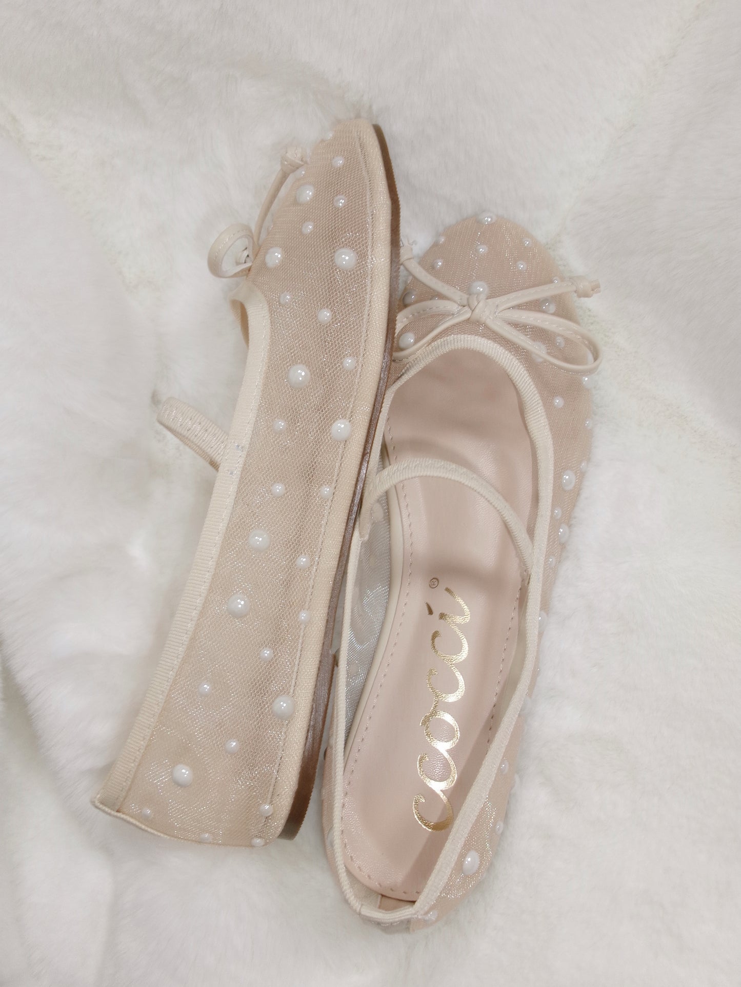 The Ballerina Sheer Mesh Pearl Flat