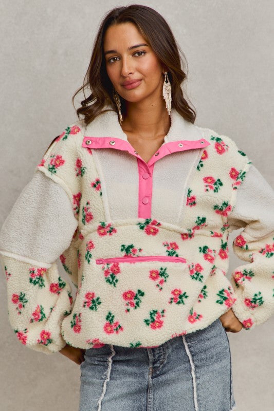 Floral Sherpa Pullover