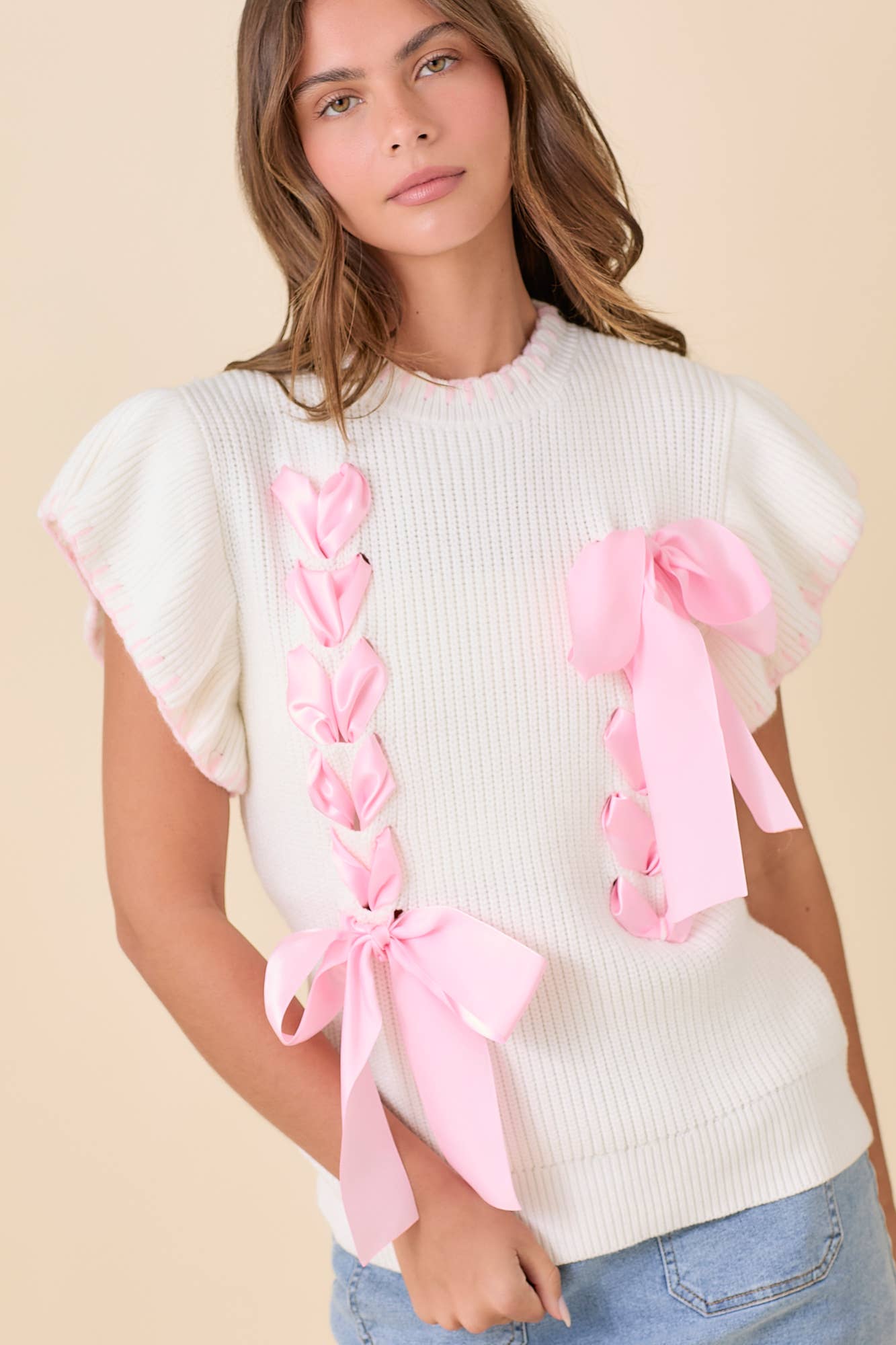 Oh Cupid! Pink Sweater Knit Top