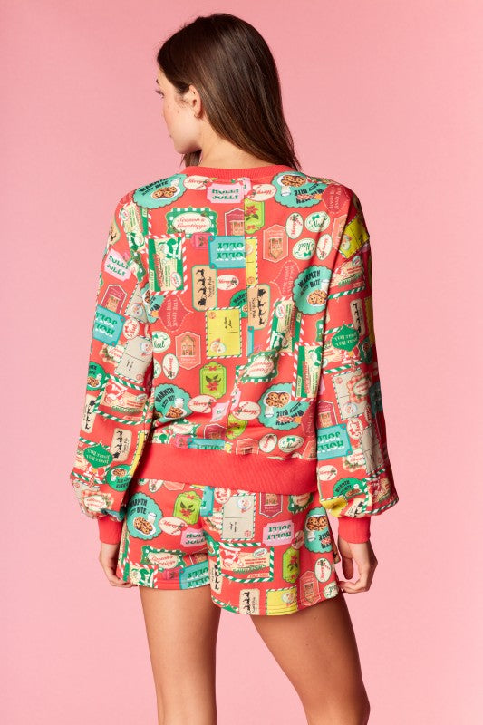Holiday Label Sweatshirt and Shorts Set