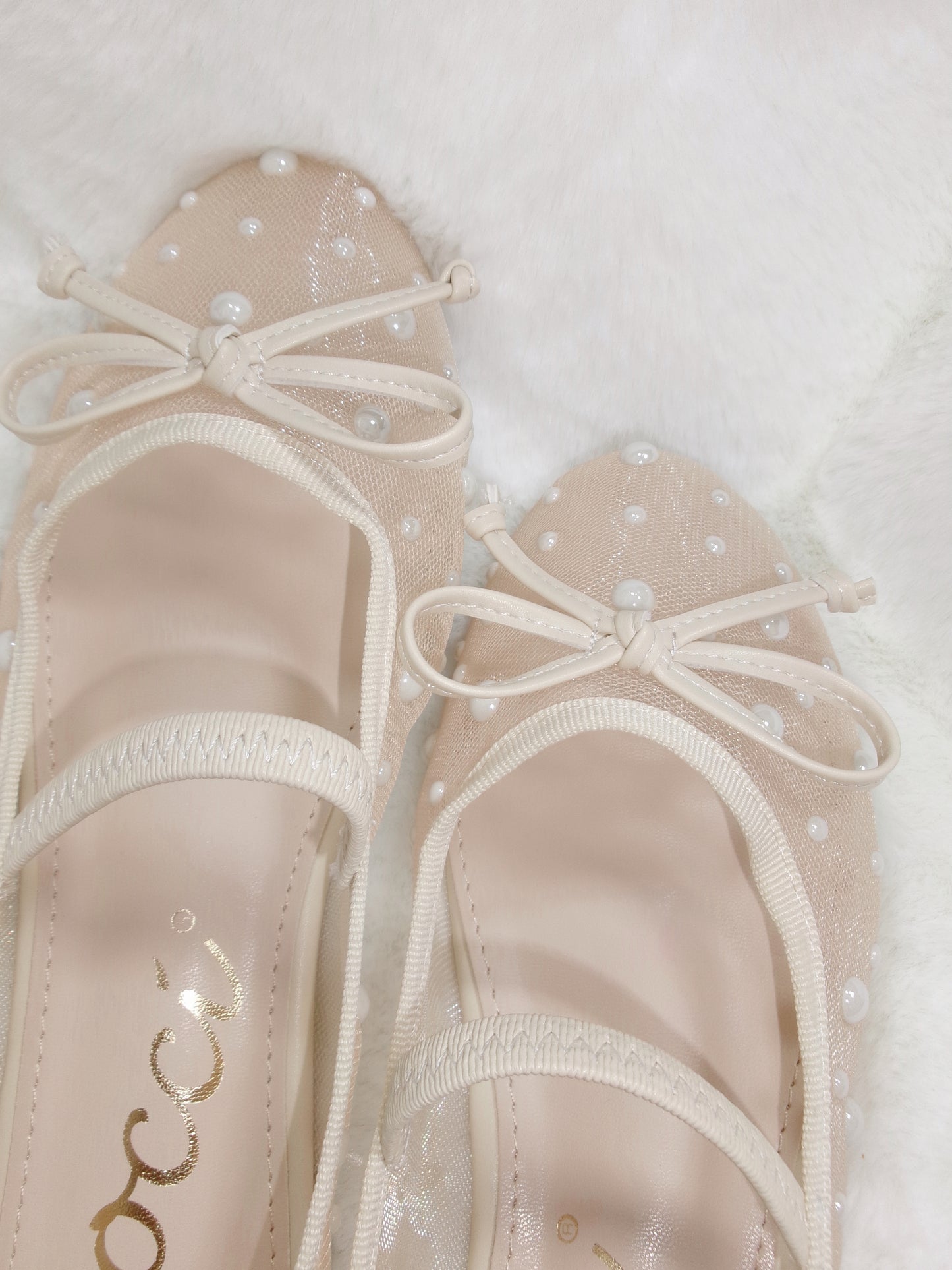 The Ballerina Sheer Mesh Pearl Flat