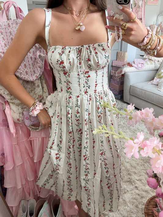 Rosé Floral Cotton Maxi Dress
