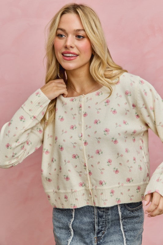Floral Cardigan Sweater