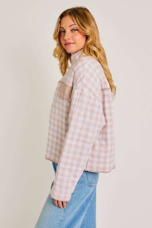 Cheer Me Up Drop Shoulder Quarter Zip Quilted Jacket