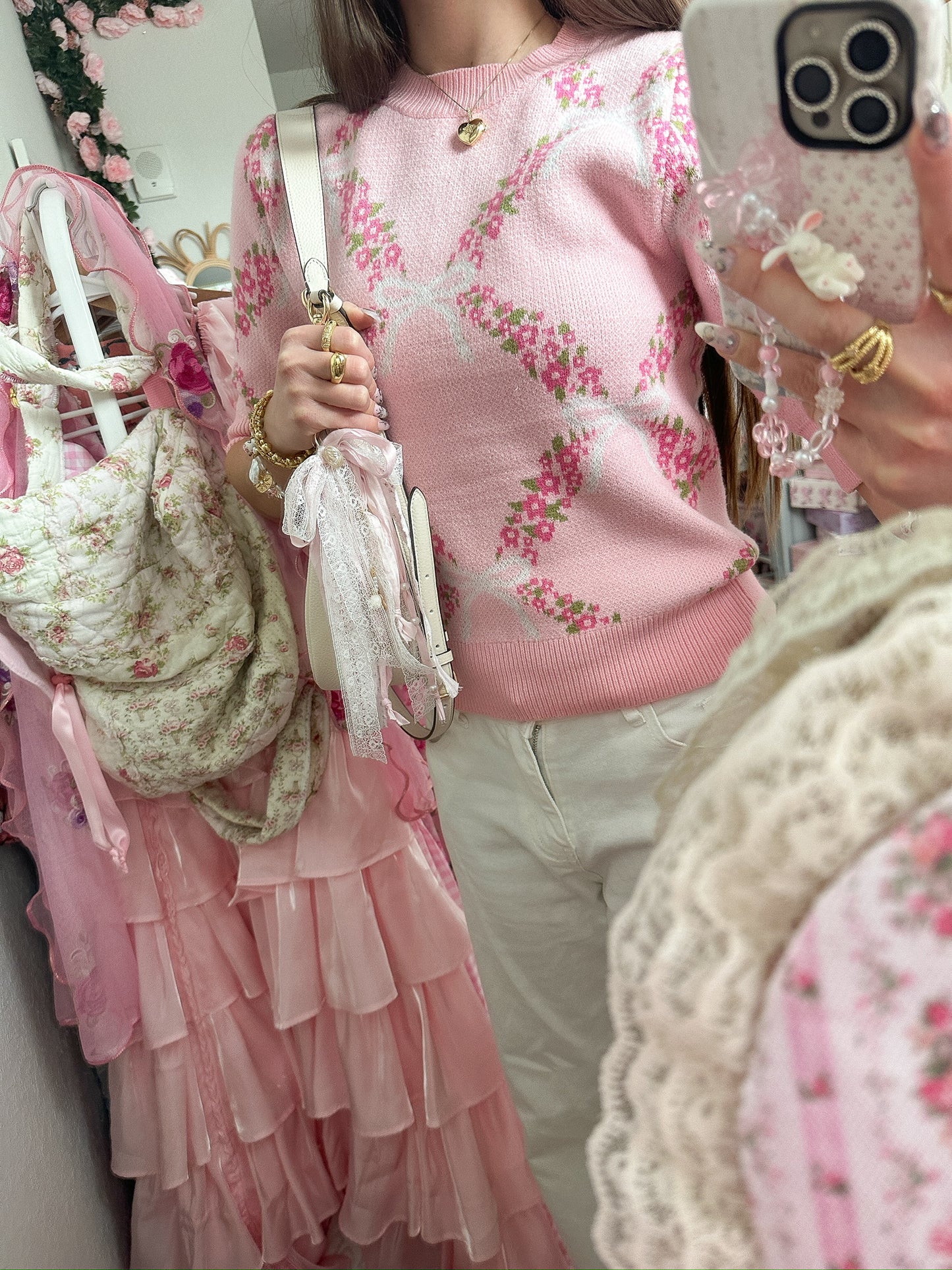 Enchanted Flowers Sweater Knit Top