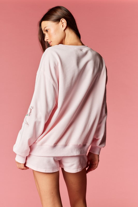 Bow Lace Applique Lounge Set