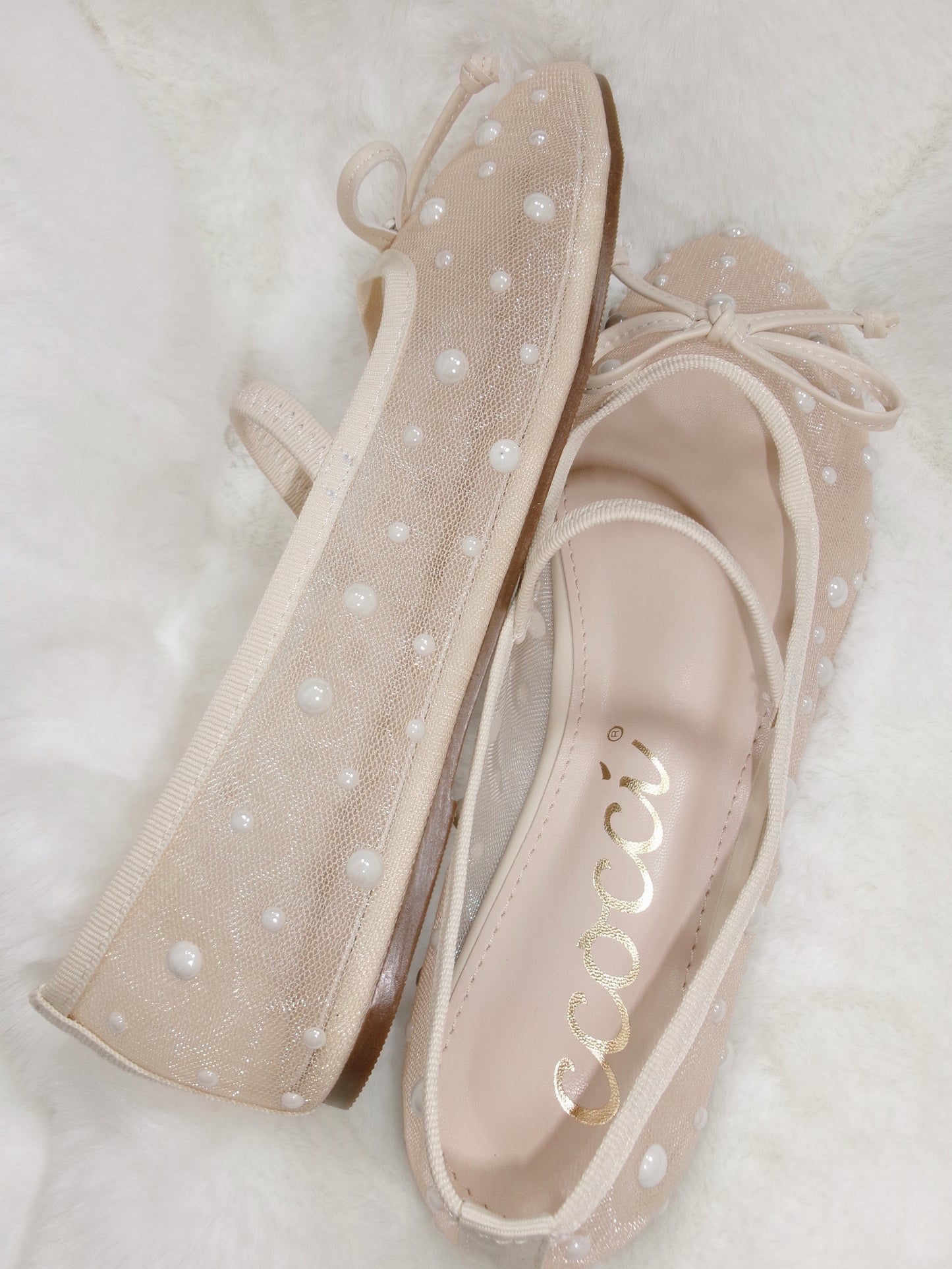 The Ballerina Sheer Mesh Pearl Flat