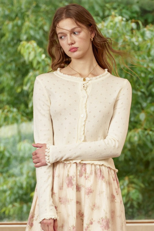 Theodora Ruffle Button Cardigan
