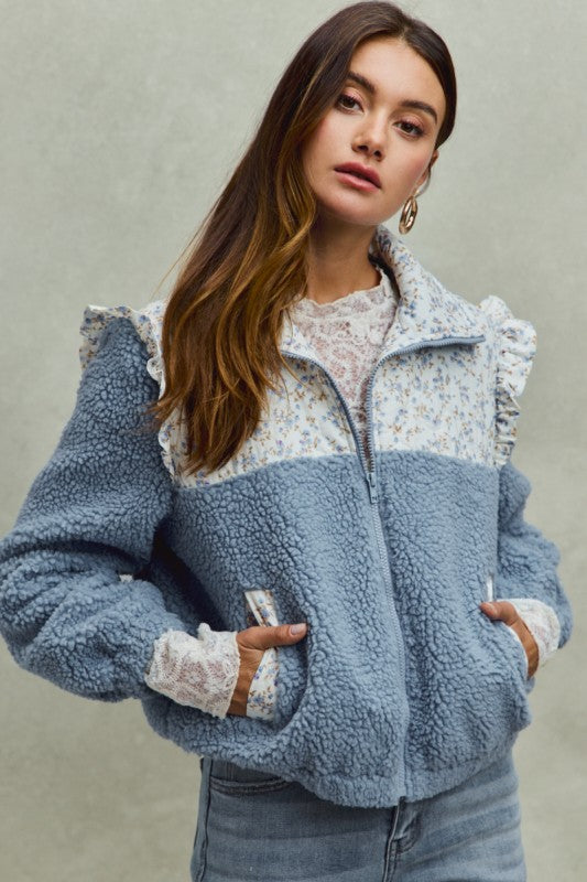 Faux Fur Sherpa Pull Jacket