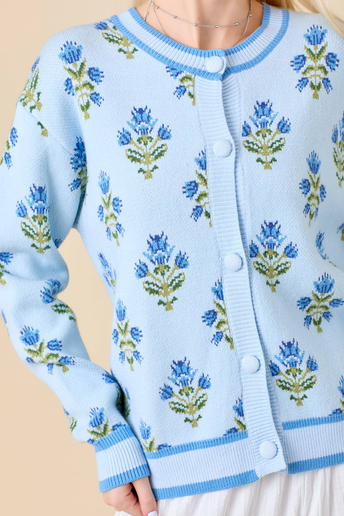 Flower Empire Floral Jacquard Sweater Knit Cardigan