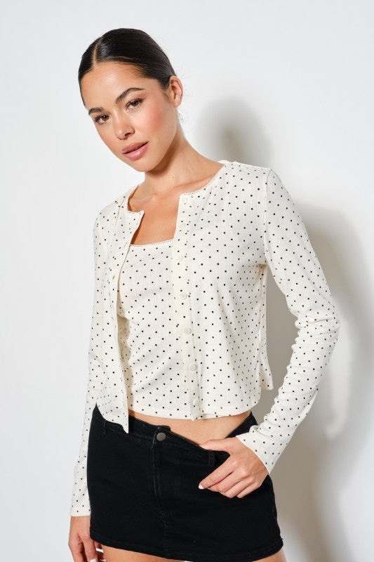 Polka Dotsa Top and Cardigan Set