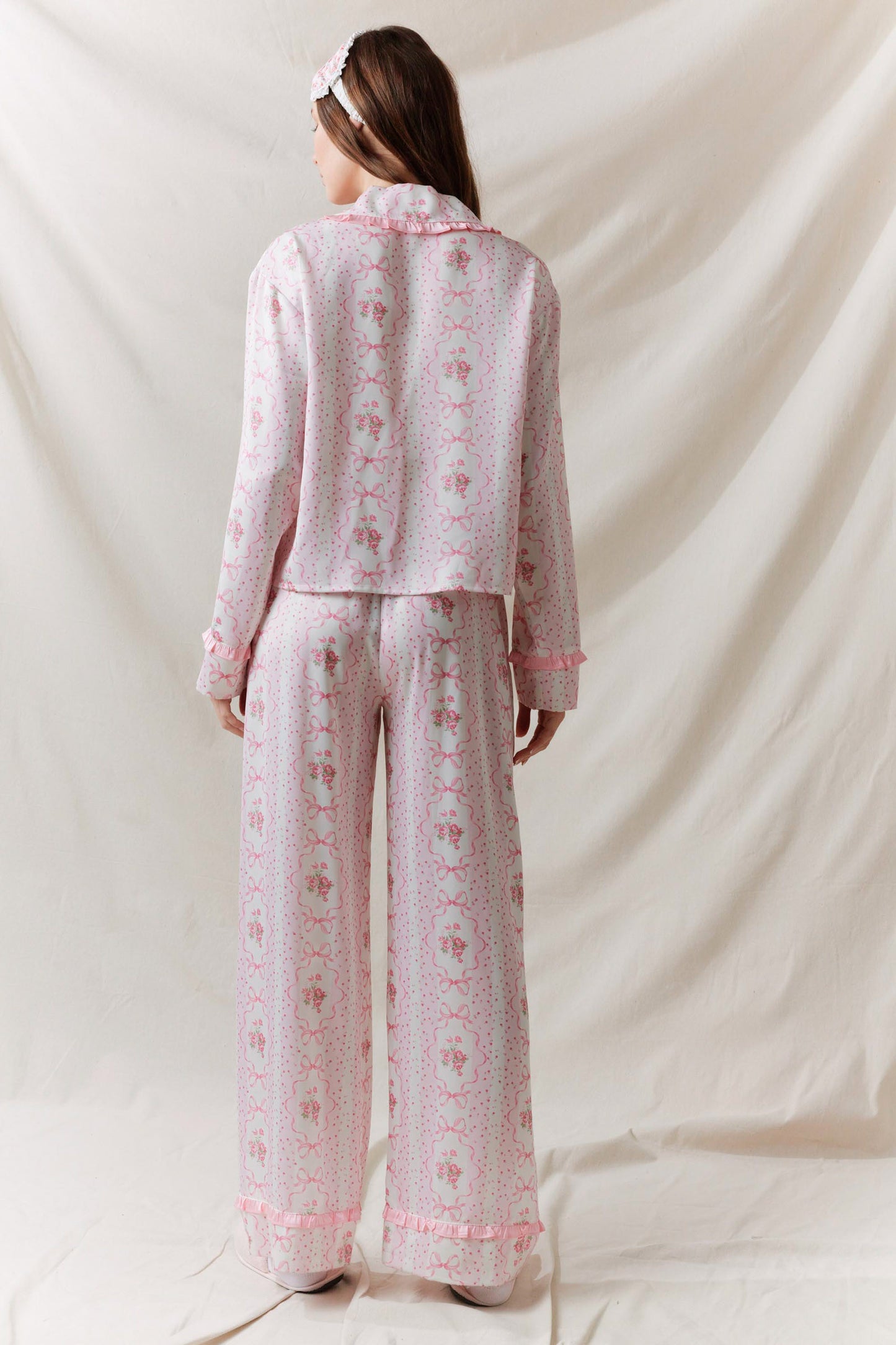 Pink Bows Satin Pajama Set Pre Order