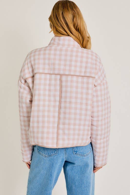 Cheer Me Up Drop Shoulder Quarter Zip Quilted Jacket