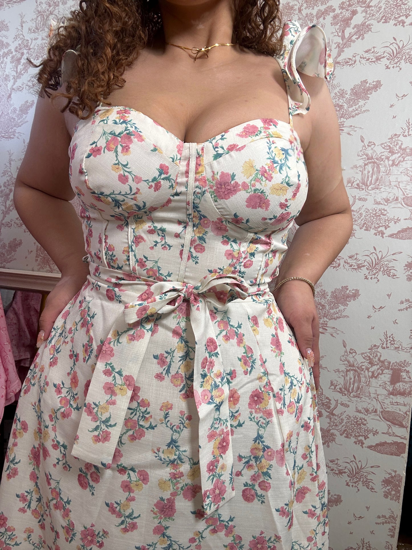 FairyGod Flutter Dress Floral Printed Midi Dress