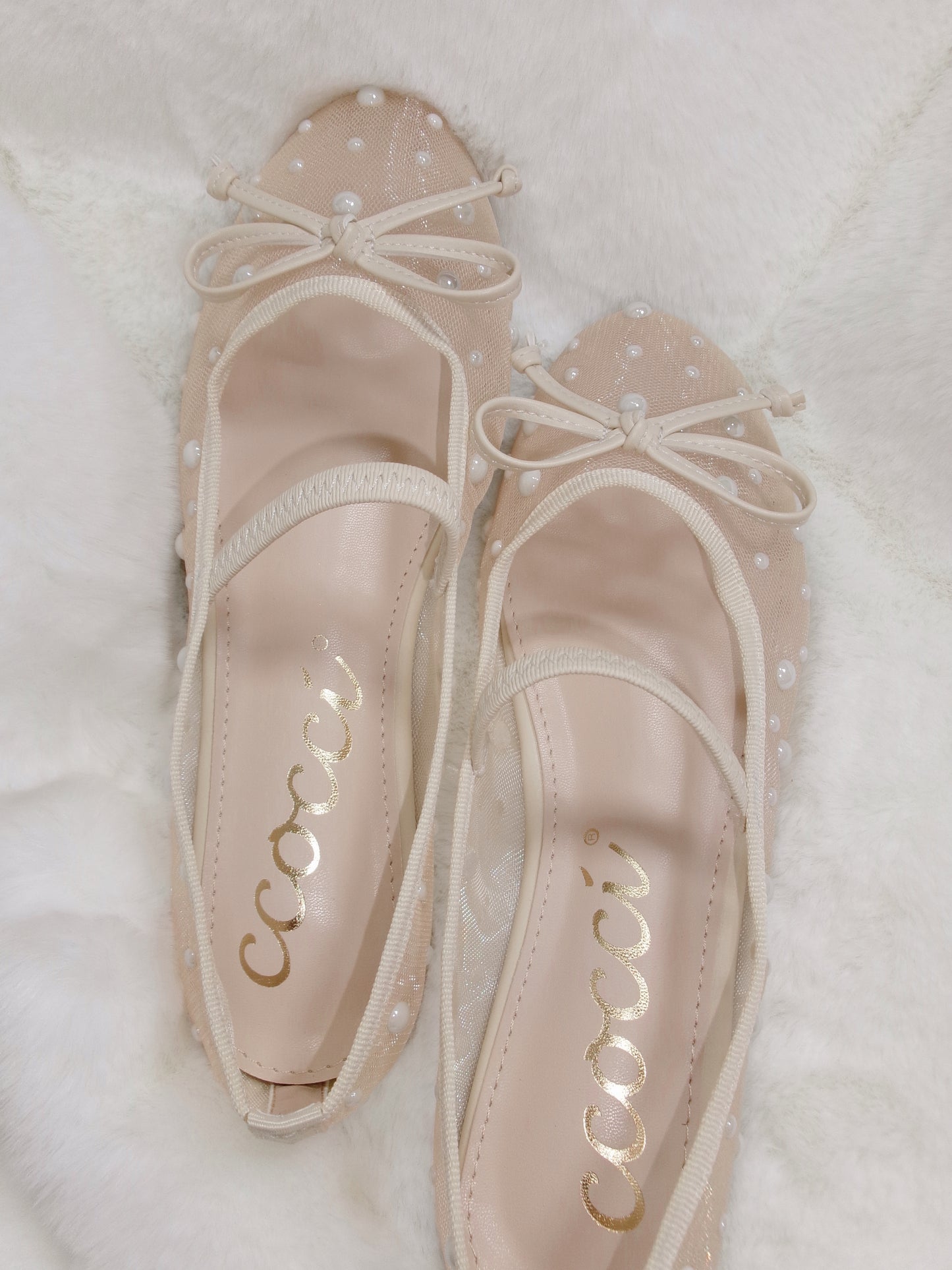 The Ballerina Sheer Mesh Pearl Flat