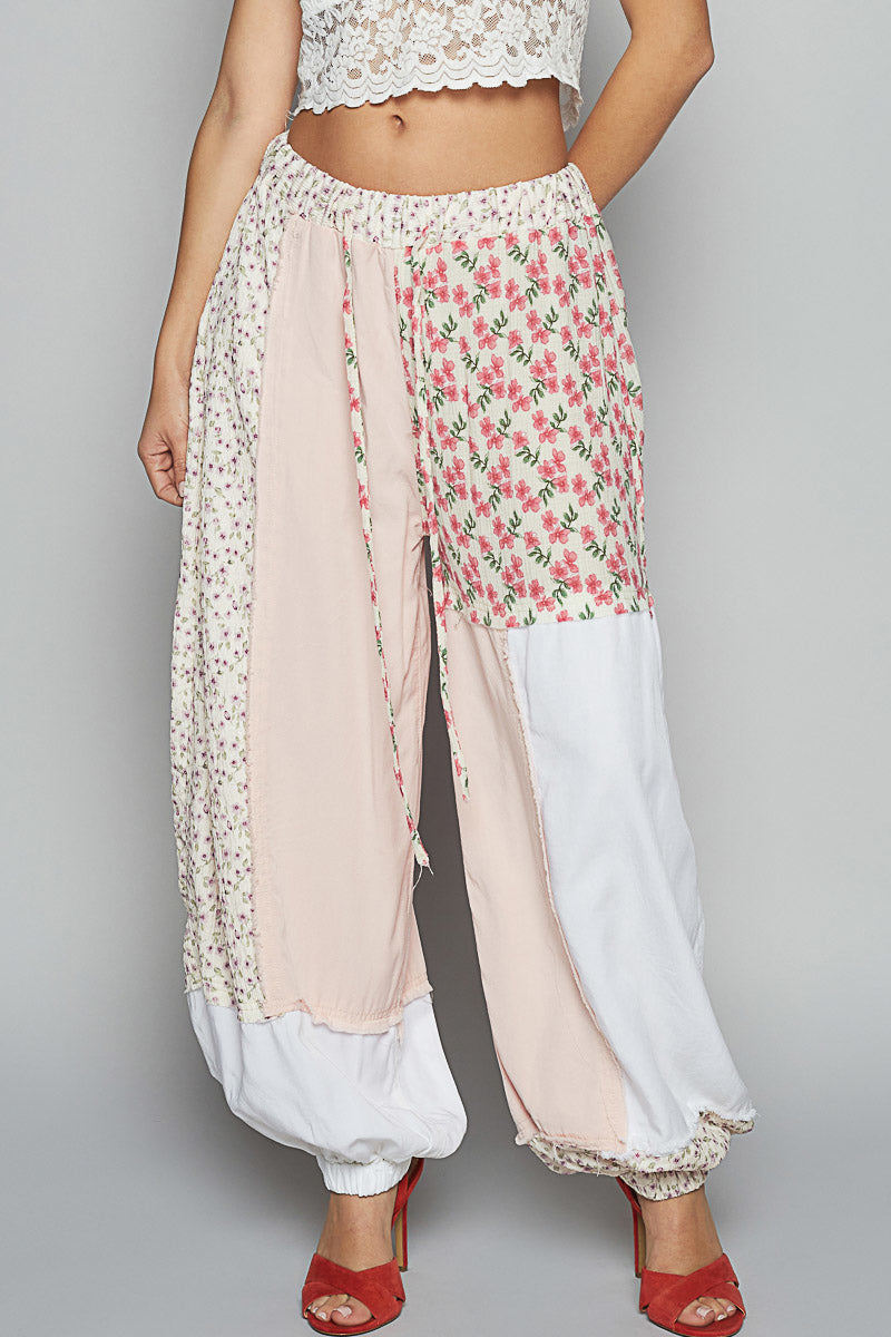 Dear Gardenia Patchwork Oversized Pants