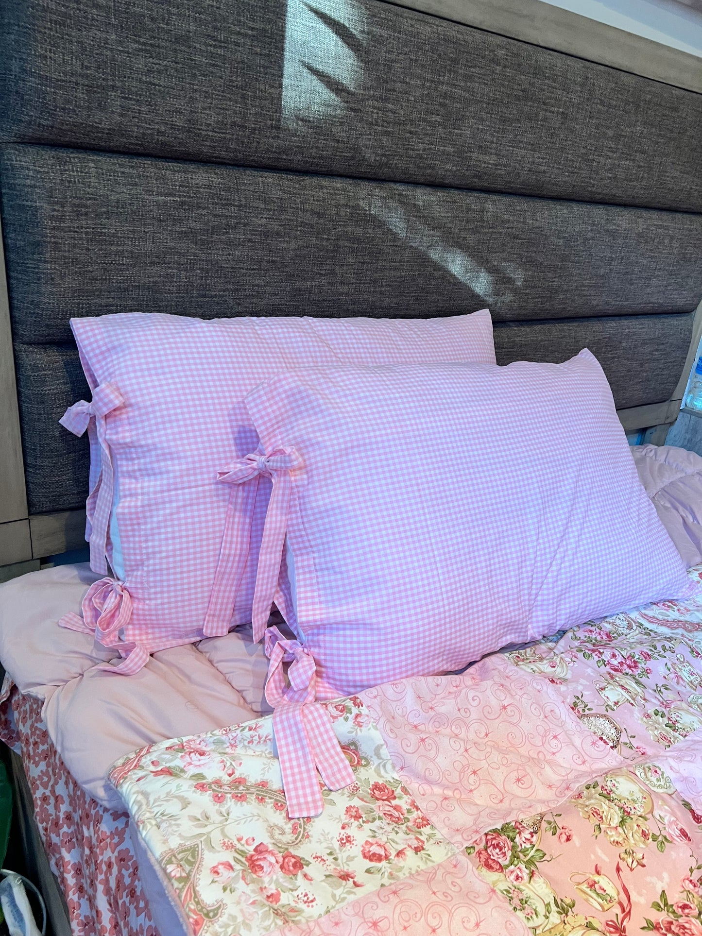 Antoniette Boudoir Handmade Gingham Pillowcases Set Of 2