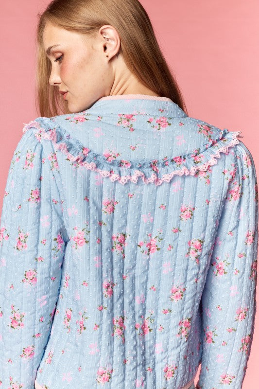 Floral Quilted Ruffle Jacket