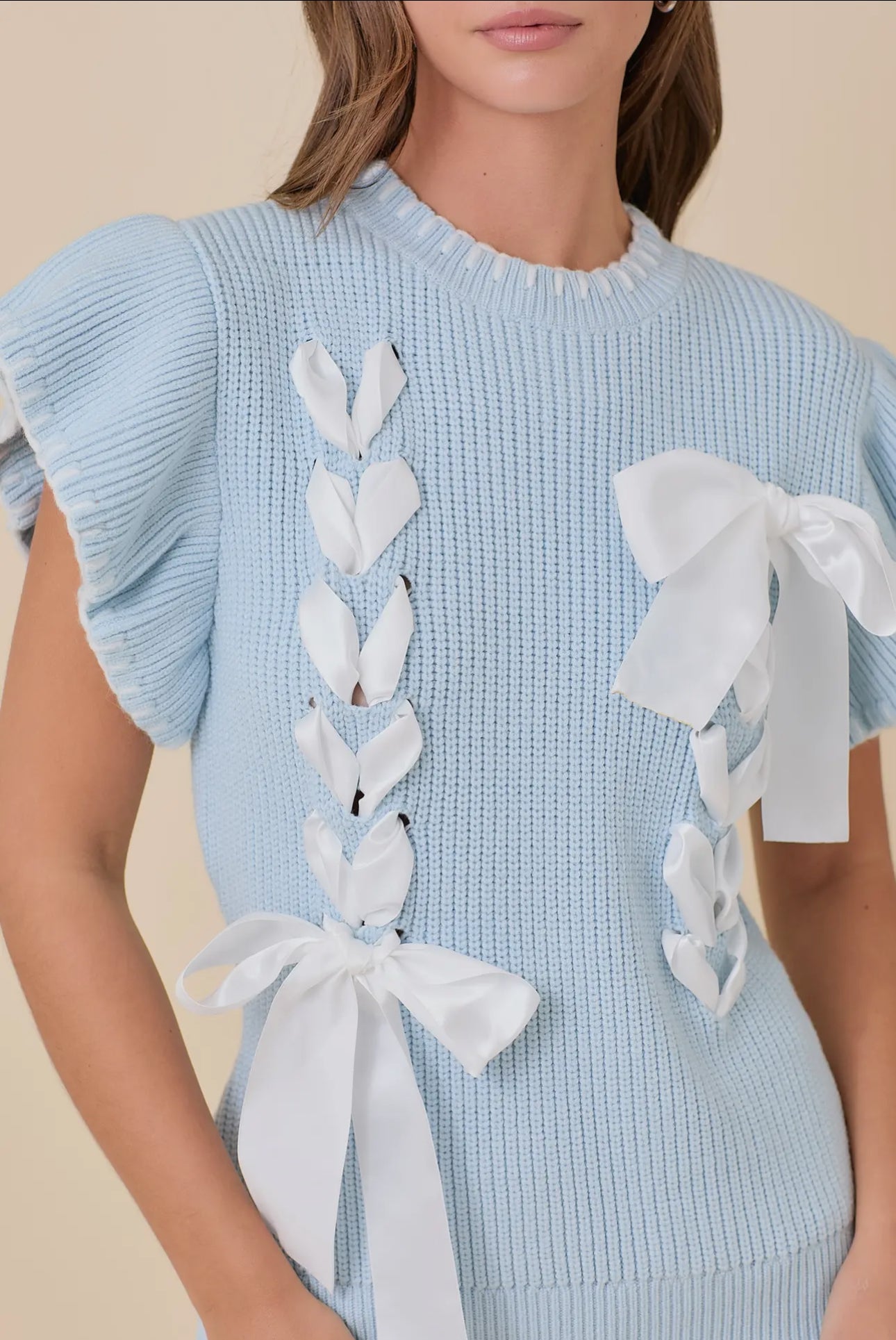Oh Cupid! Blue Sweater Knit Top